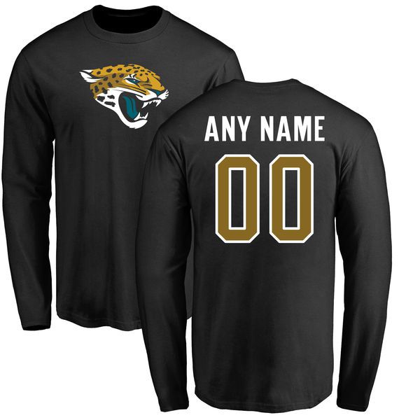 Men Jacksonville Jaguars NFL Pro Line Black Any Name and Number Logo Custom Long Sleeve T-Shirt